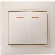 Выключатель 2-кл. СП Кварта 10А IP20 ВС10-2-1-ККм с индикацией крем. GENERICA EVK21-K33-10-DM