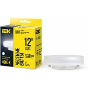 Лампа светодиодная 12Вт T75 таблетка 4000К нейтр. бел. GX53 230В IEK LLE-T80-12-230-40-GX53