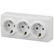 Розетка 3-м ОП Эра Эксперт 11-2208-01 16А IP20 250В 3х2P+E Schuko бел. Эра Б0020700