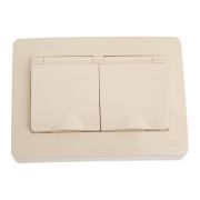 Розетка 2-м СП Blanca 16А IP44 250В с заземл. защ. шторки с крышкой беж. SE BLNRS441127