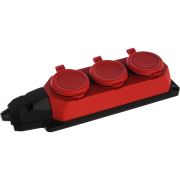 Колодка удлинителя 3-м с заземл. 16А IP44 K-3e-RED-IP44 каучук красн. Эра Б0044552