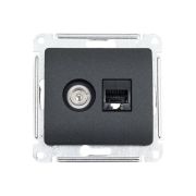 Розетка компьютерная + телевизионная 2-м Glossa RJ45 кат.5E + TV механизм антрацит SE GSL000789