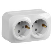 Розетка 2-м ОП GLORY РСш22-3-ХБ 16А с заземл. защ. шторки бел. IEK ERH24-K01-16