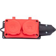 Колодка удлинителя 2-м Компакт 1ф с заглушками каучук красн. UNIVersal 3072