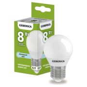 Лампа светодиодная G45 8Вт шар 6500К E27 230В GENERICA LL-G45-08-230-65-E27-G