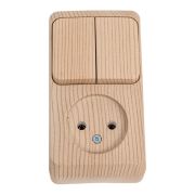 Блок ОП Этюд (1-м розетка без заземл. + 2-кл. выкл.) сосна SE BPA16-205D